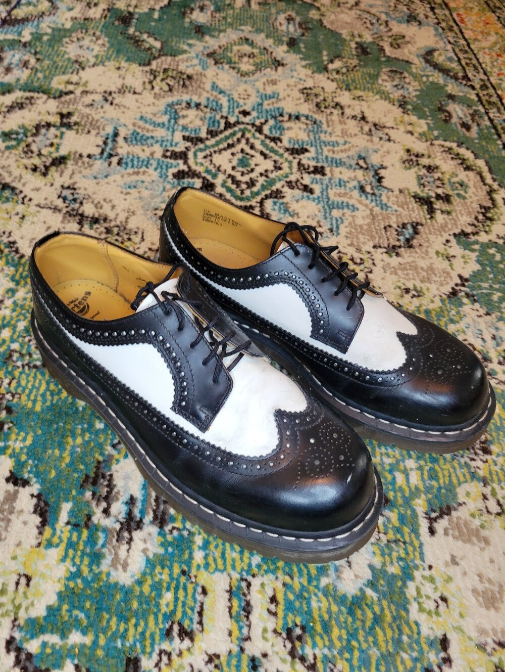 Dr. Martens 3989 Brogue Black & White Casual Loafer Shoe, Size Mens 11